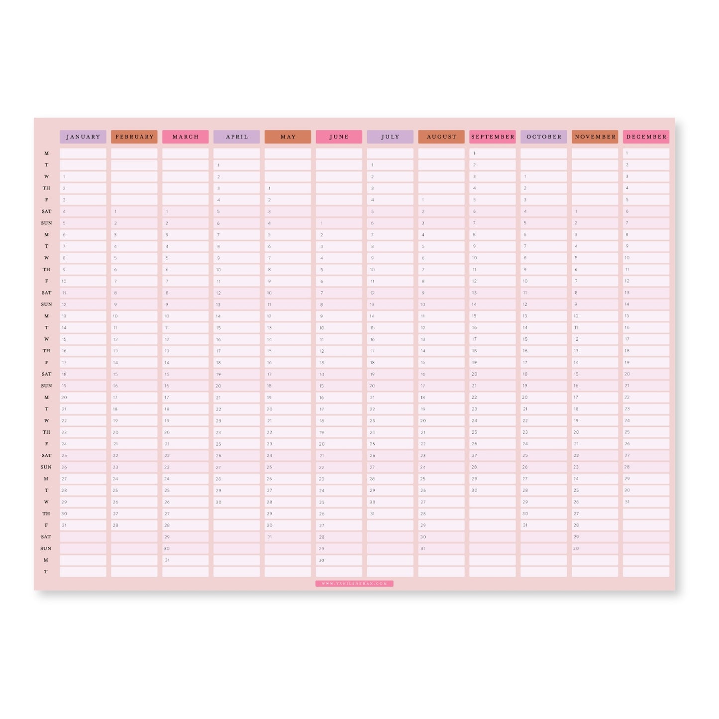 a2 size 2025 wall yearly planner calendar in bright and vibrant colors, perfect for your home or office