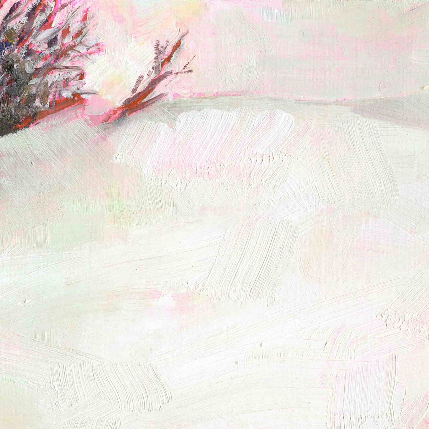 Abstract art with pink and brown elements on a textured white background