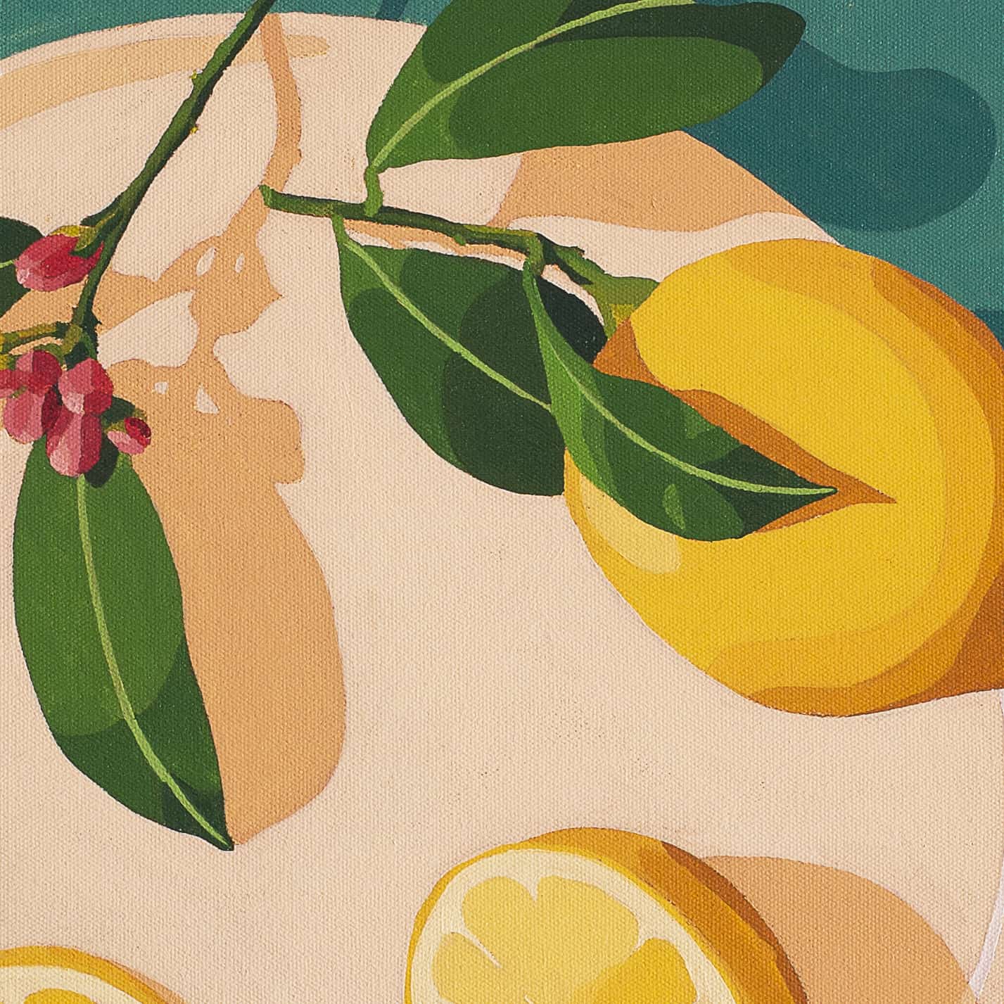 Citrus Whimsy Teal australian oil painting