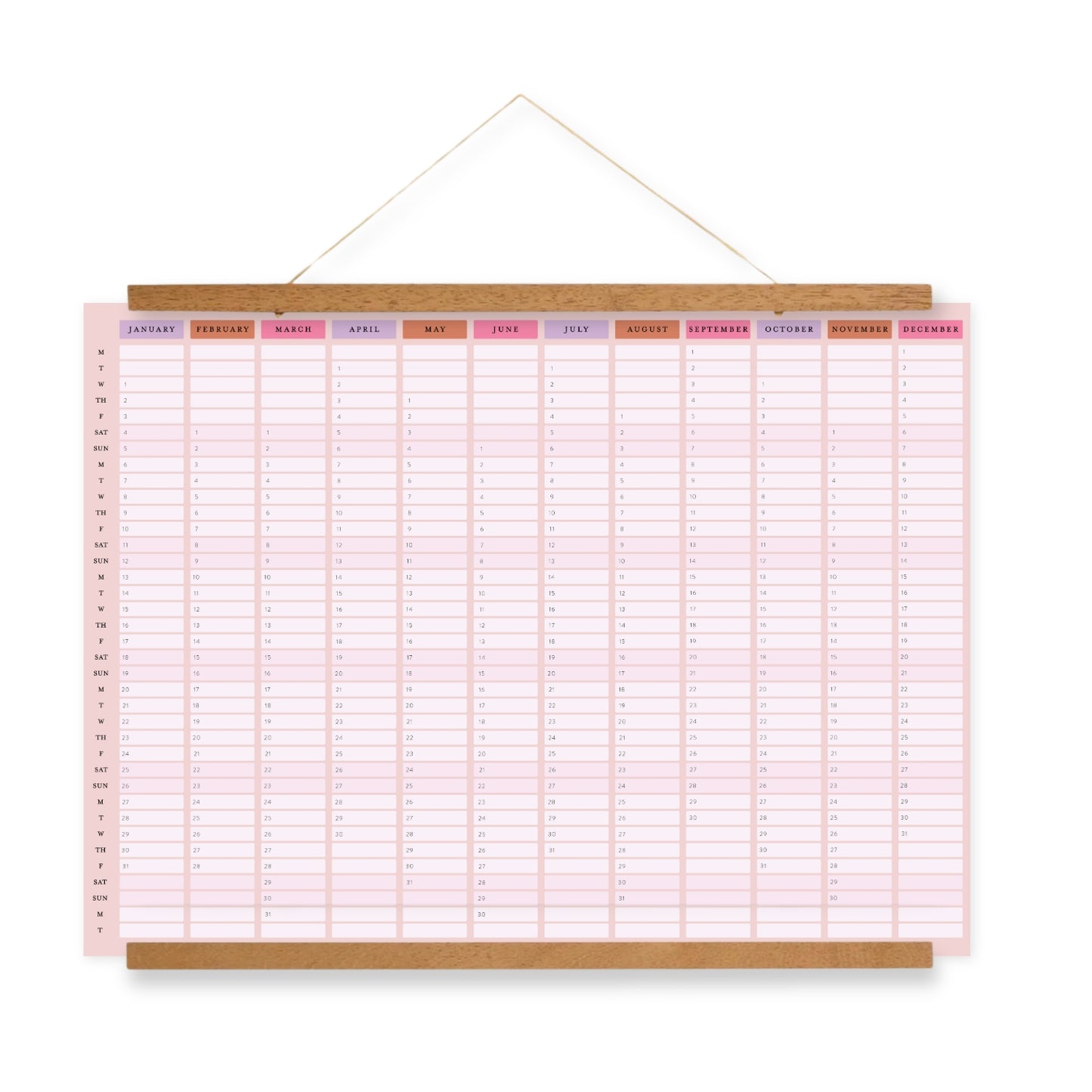 a2 size 2025 wall yearly planner calendar in bright and vibrant colors, perfect for your home or office