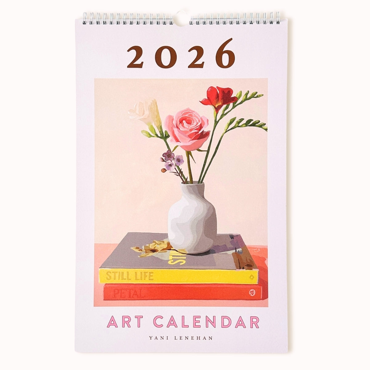 2026 Art Calendar with a floral design on a white background