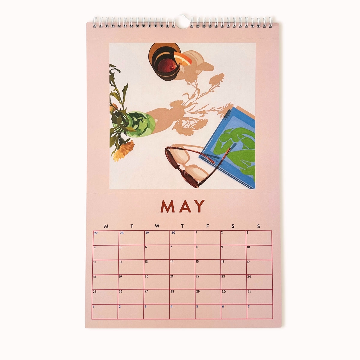Calendar for May with artistic design on a white background