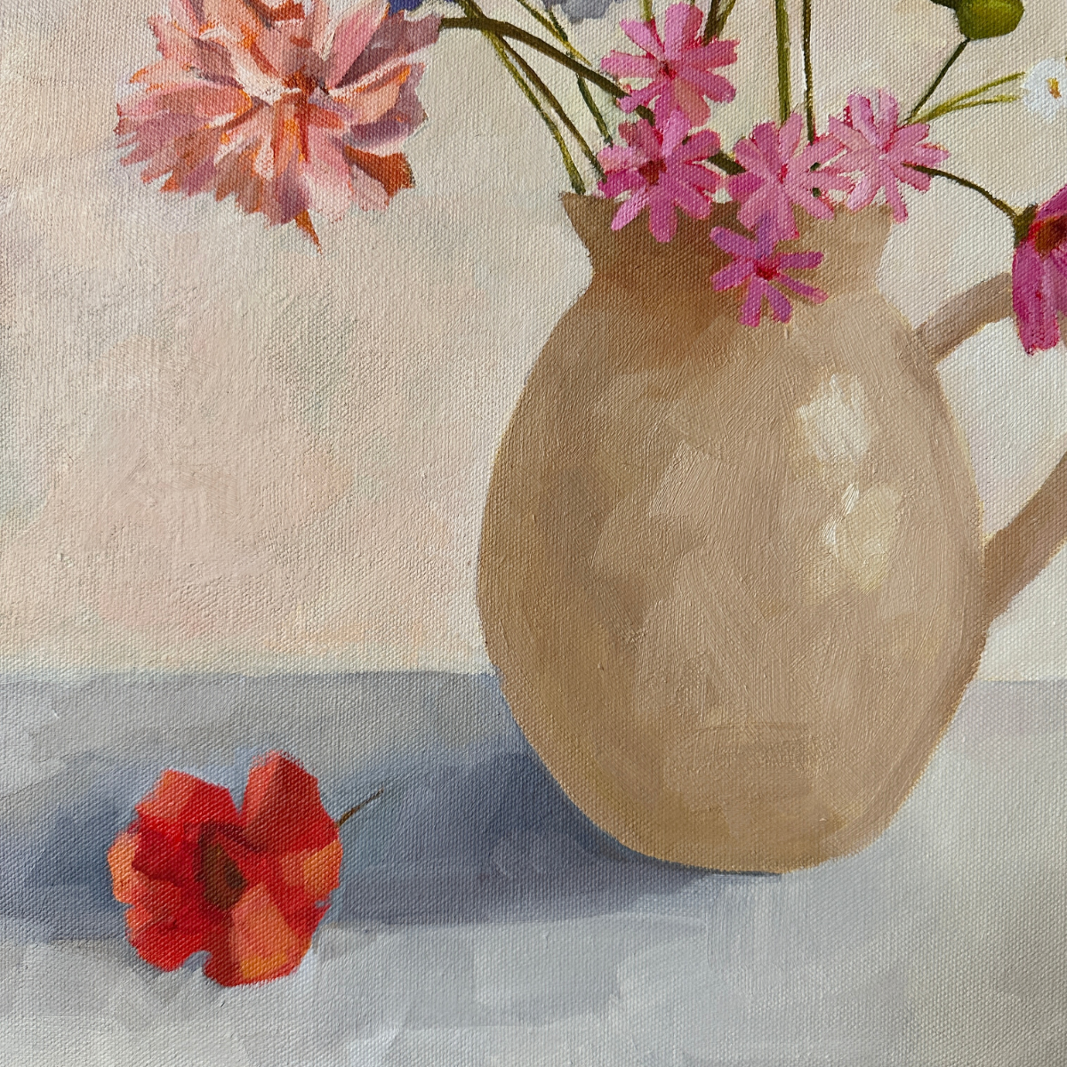 original contemporary oil painting by australian artist yani lenehan of a flower arrangement design