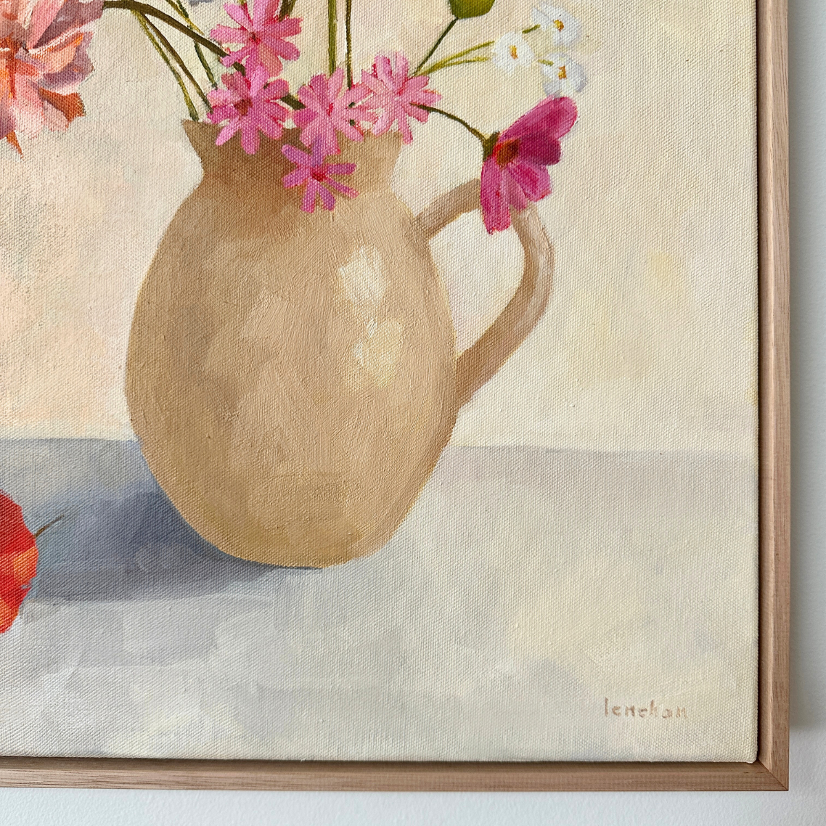original contemporary oil painting by australian artist yani lenehan of a flower arrangement design