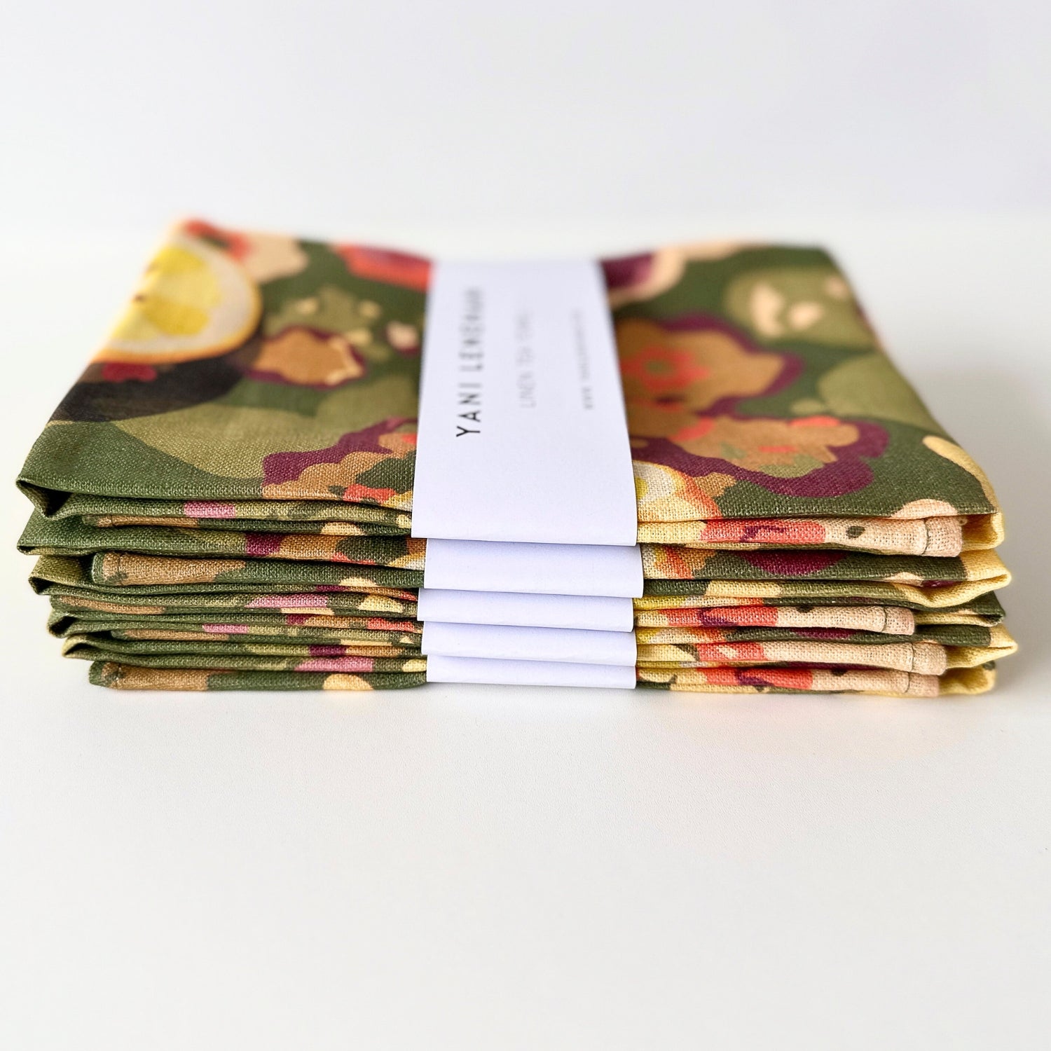 100% pure linen contemporary colourful fruit art tea towel