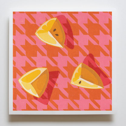 Houndstooth Citrus Burnt Orange Paper Print