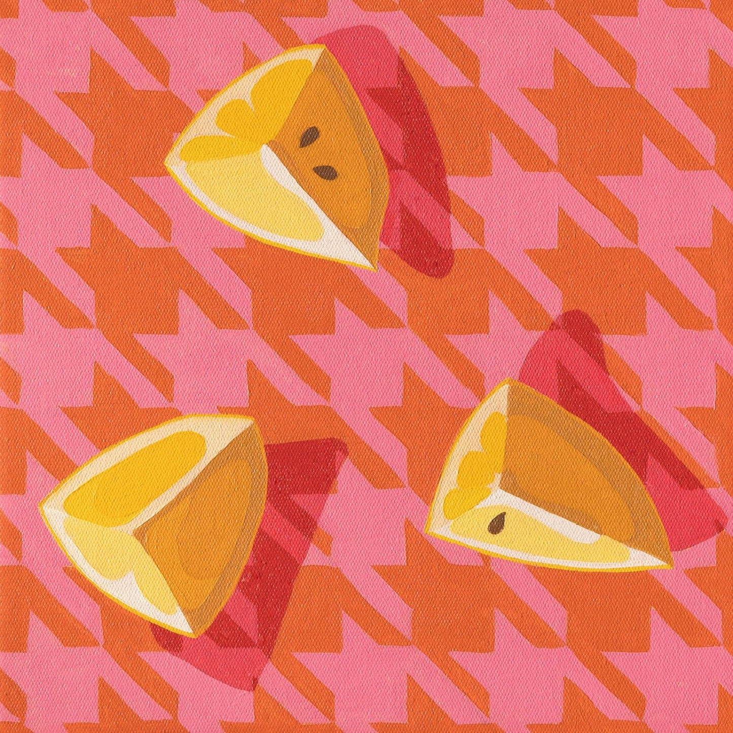 Houndstooth Citrus Burnt Orange Paper Print