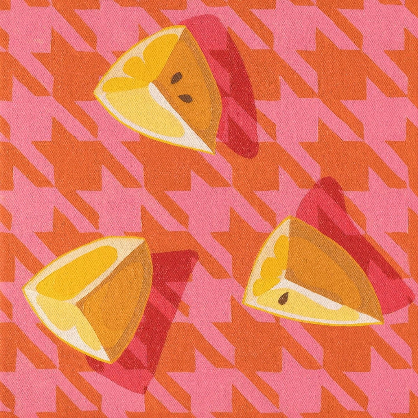 Houndstooth Citrus Burnt Orange Canvas Print