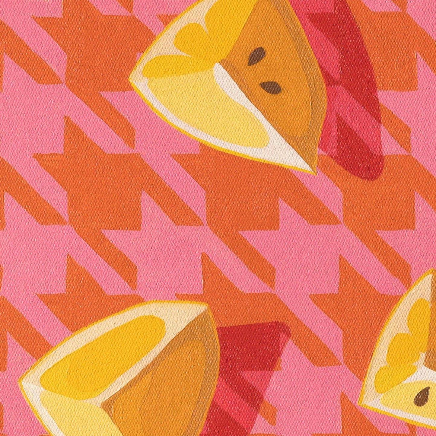 Houndstooth Citrus Burnt Orange Paper Print