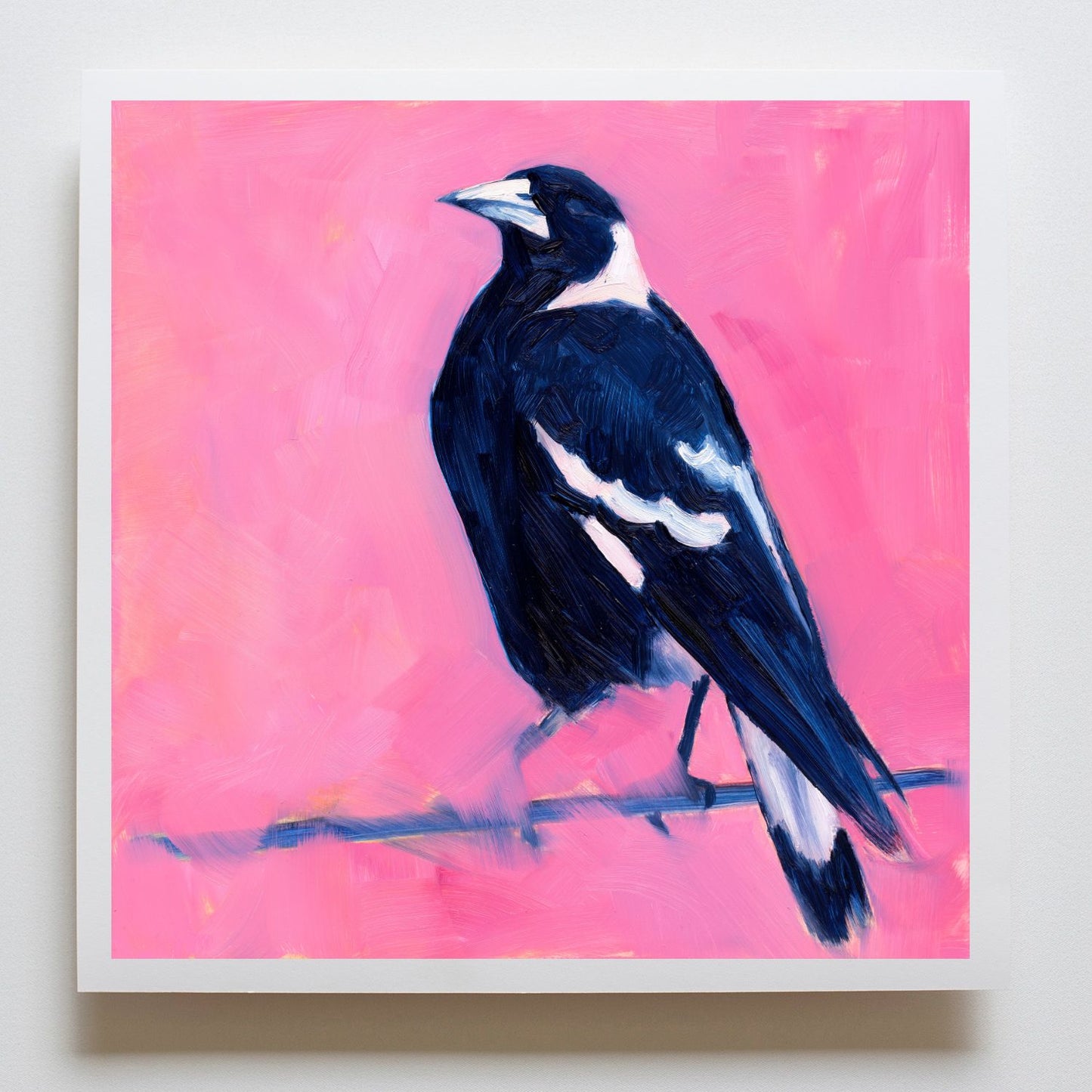 Pink Magpie Paper Print