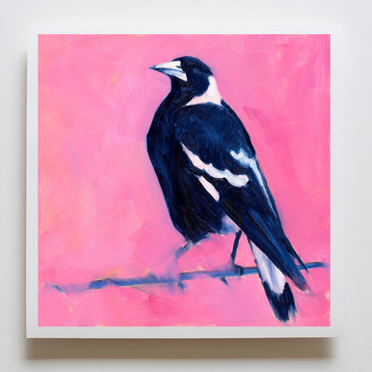 Pink Magpie Paper Print