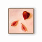 modern and contemporary original oil painting of juicy and colourful, bright and vibrant red fig fruits on a textured soft creamy background with strong shadows