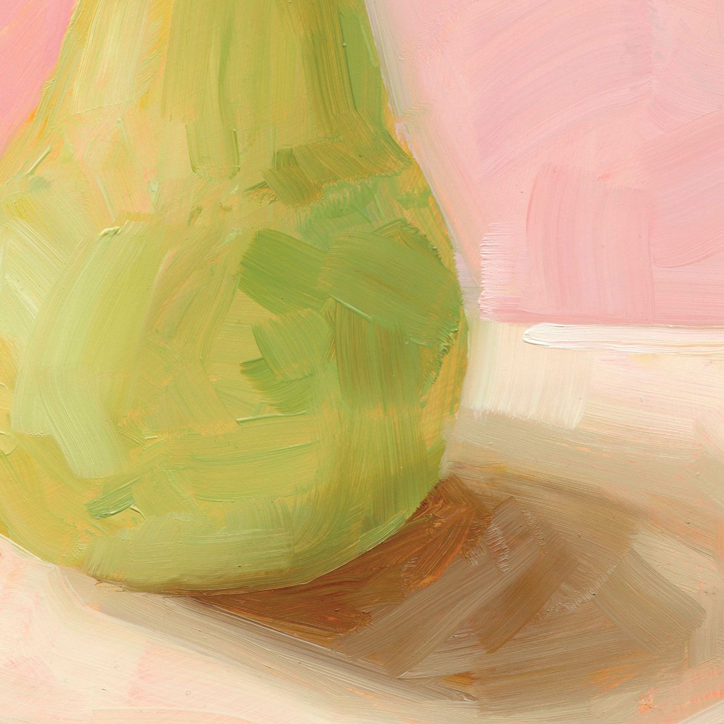 Pear on Soft Pink and Cream Paper Print