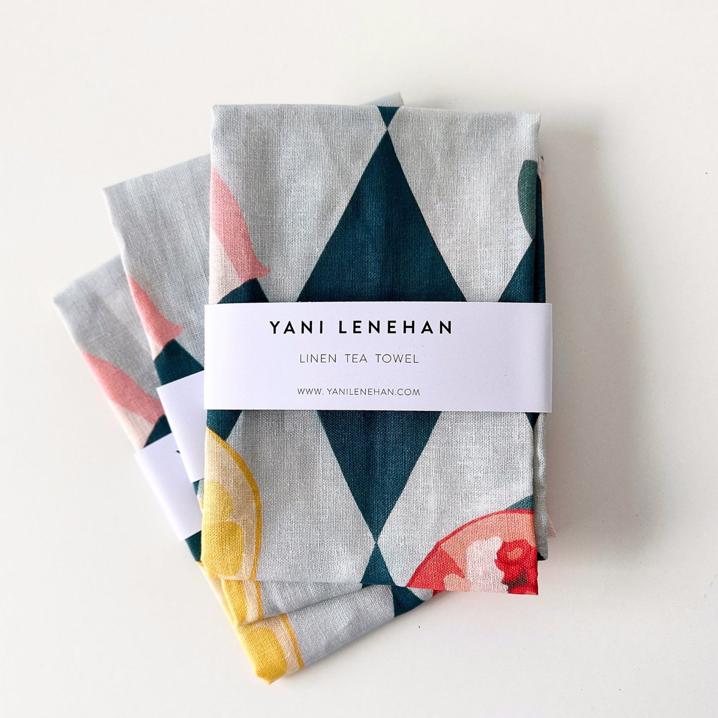 Linen Tea Towel - Pomegranate, Citrus and Stone Fruit