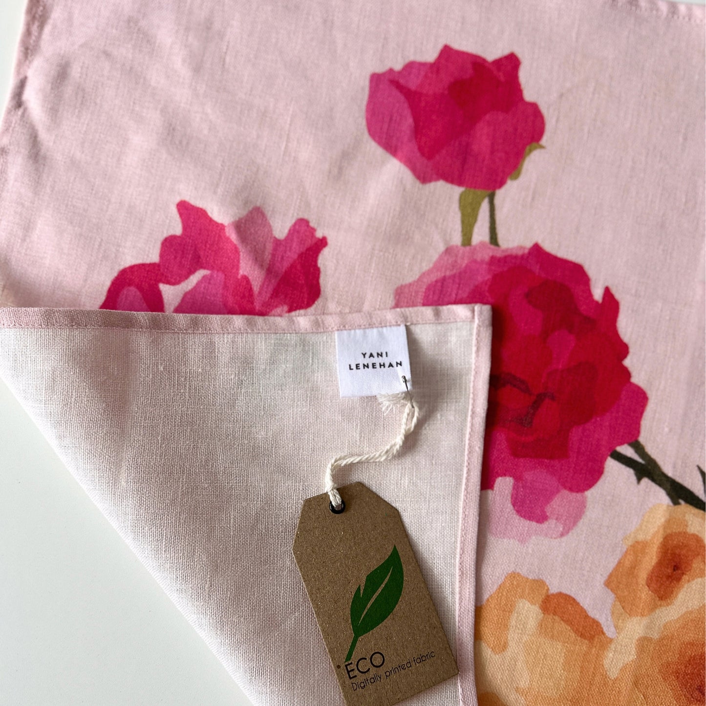 100% pure linen contemporary colourful fruit art tea towel