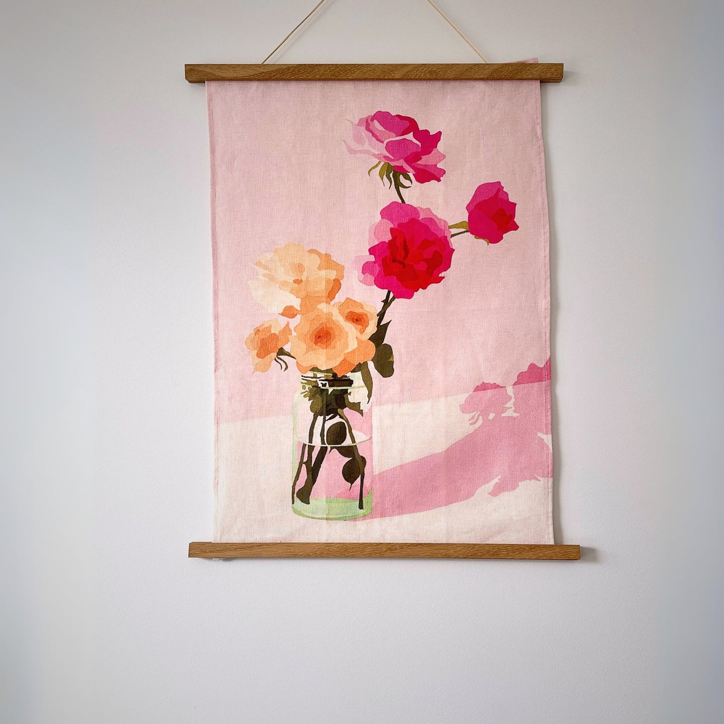 100% pure linen contemporary colourful fruit art tea towel