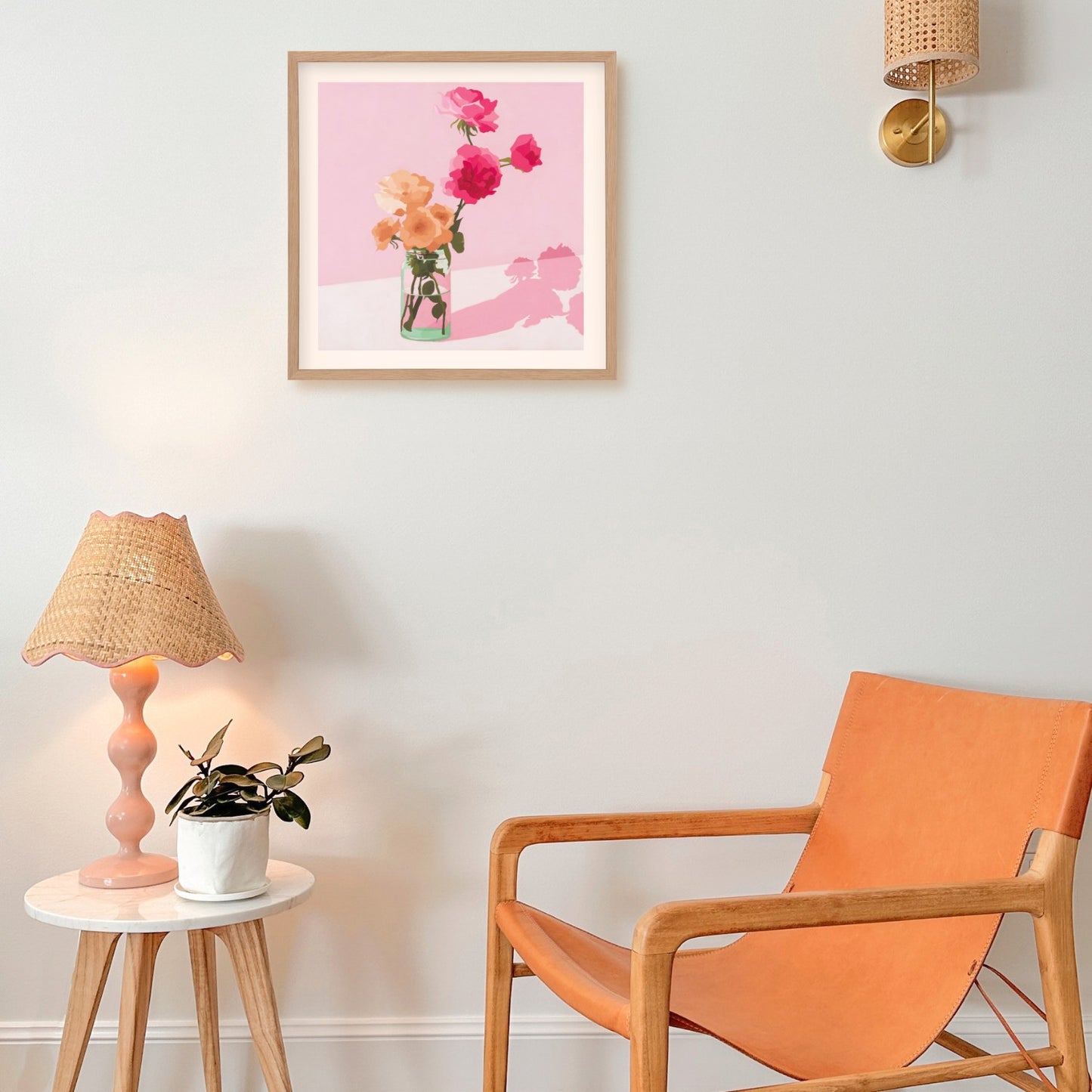 Roses on Pink Lavender Paper Print