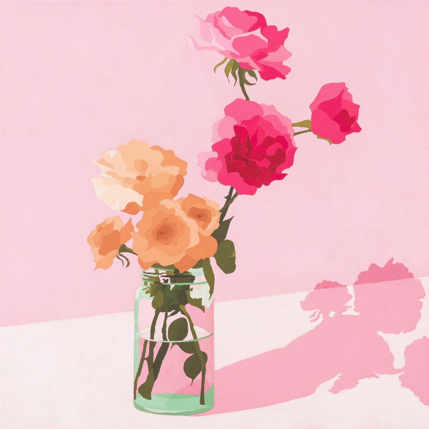 Roses on Pink Lavender Paper Print