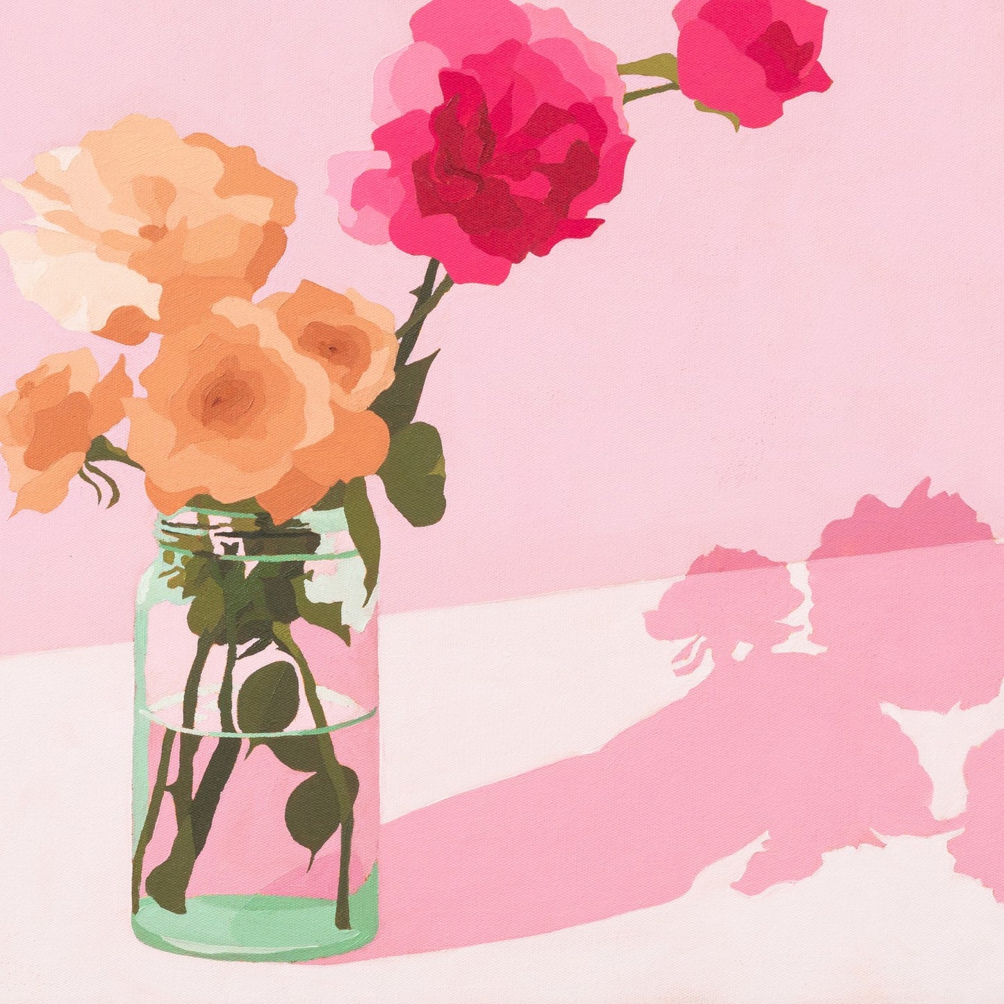 Roses on Pink Lavender Paper Print