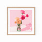 Roses on Pink Lavender Paper Print
