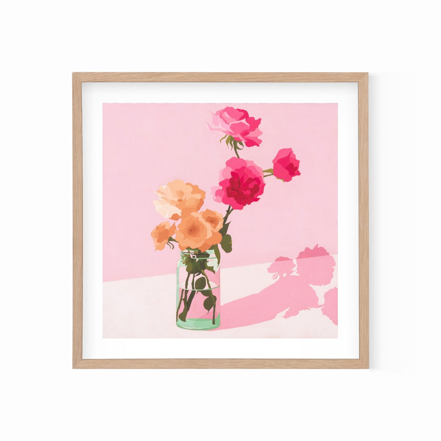 Roses on Pink Lavender Paper Print