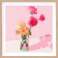 Roses on Pink Lavender Paper Print