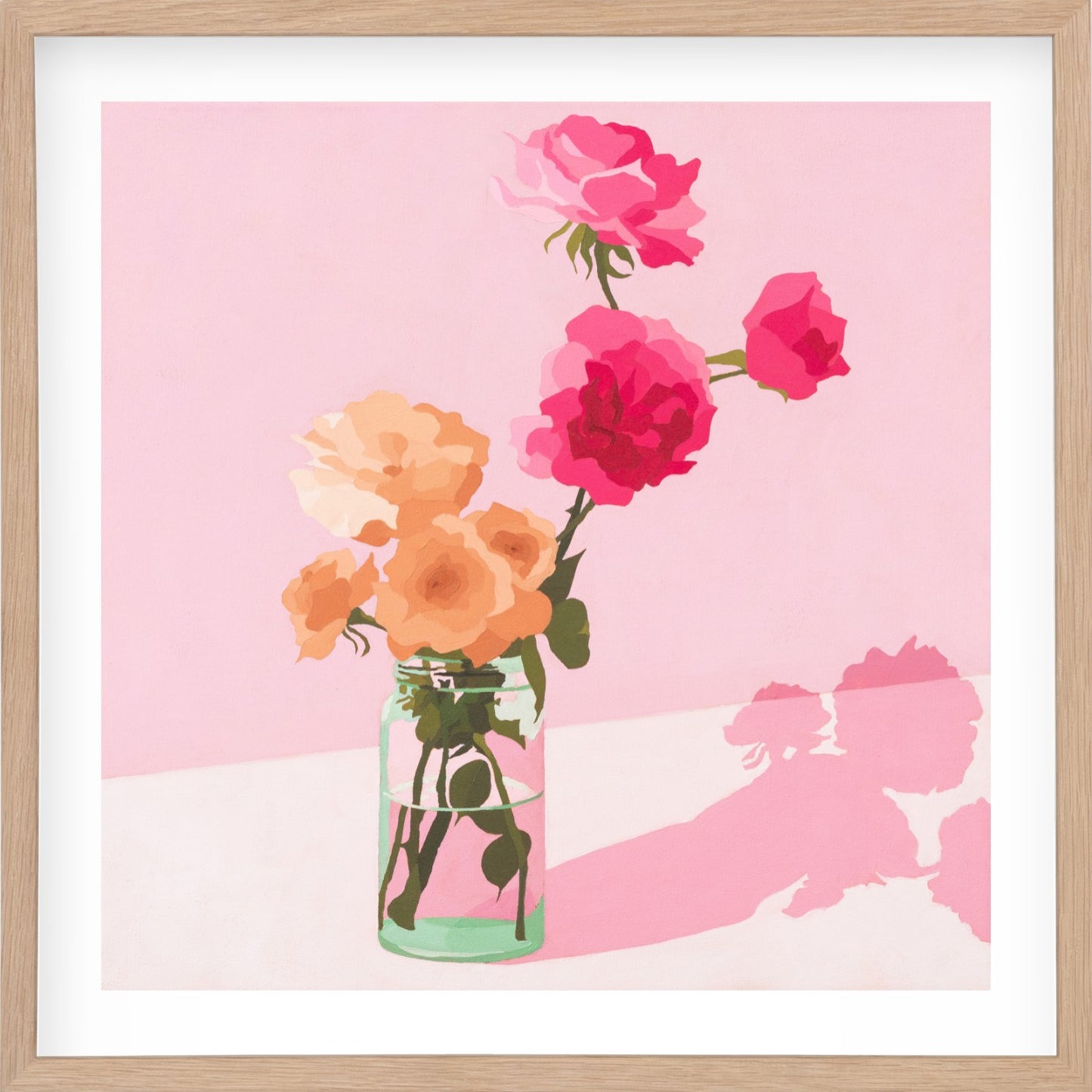 Roses on Pink Lavender Paper Print