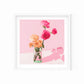 Roses on Pink Lavender Paper Print