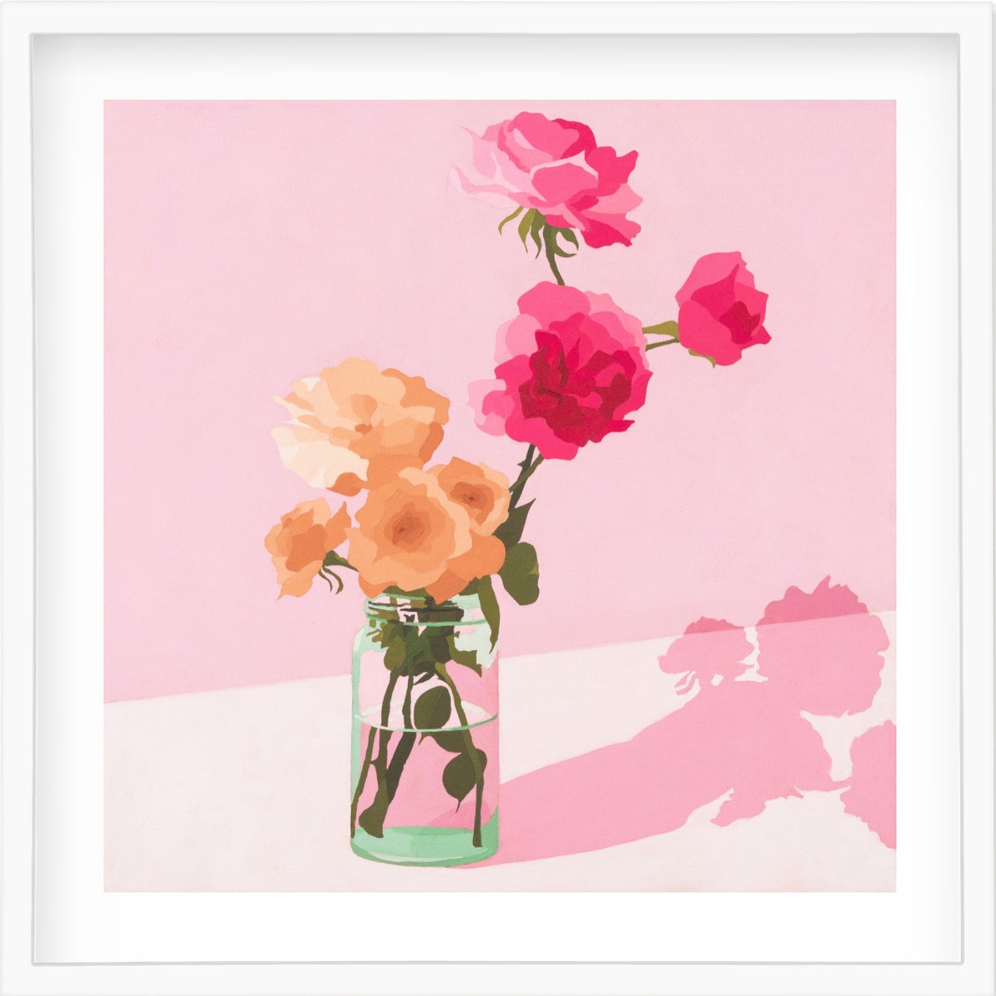Roses on Pink Lavender Paper Print