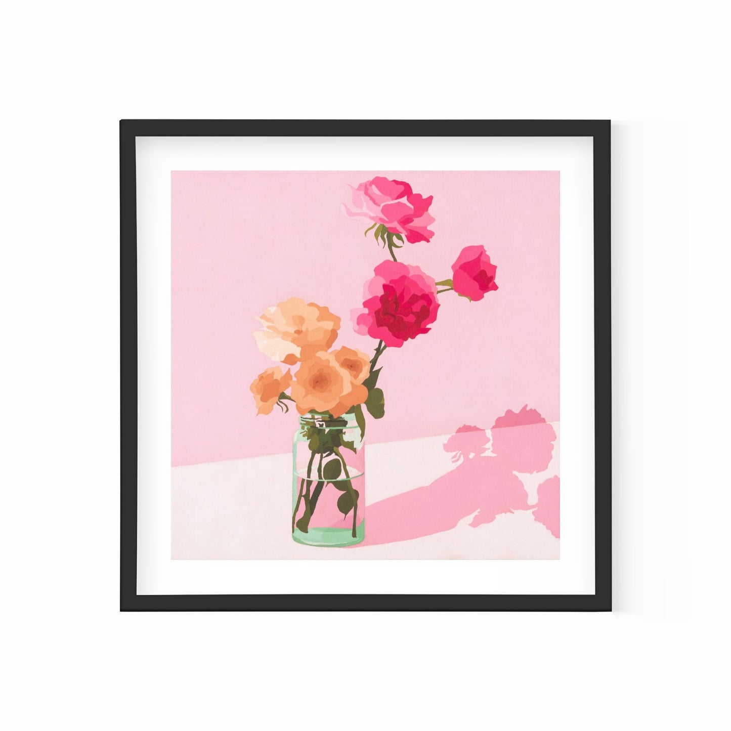 Roses on Pink Lavender Paper Print