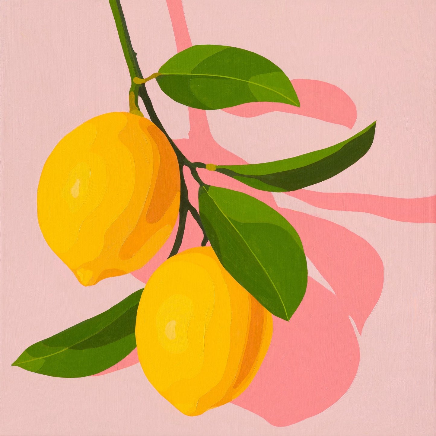 Whimsy Lemons on Blush Paper Print