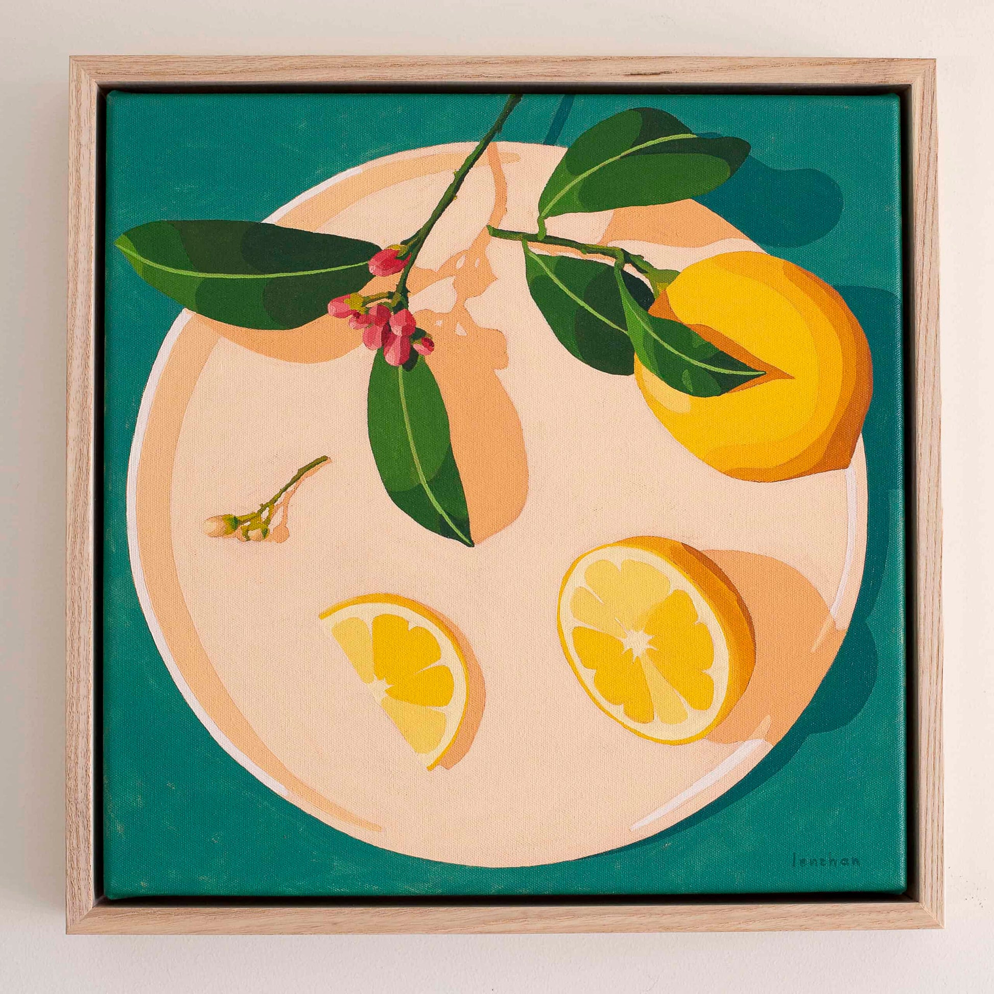 Citrus Whimsy Teal australian oil painting