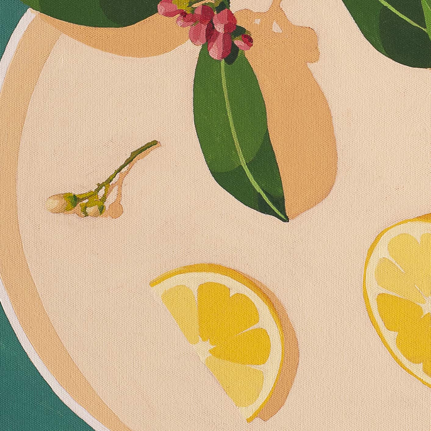 Citrus Whimsy Teal australian oil painting